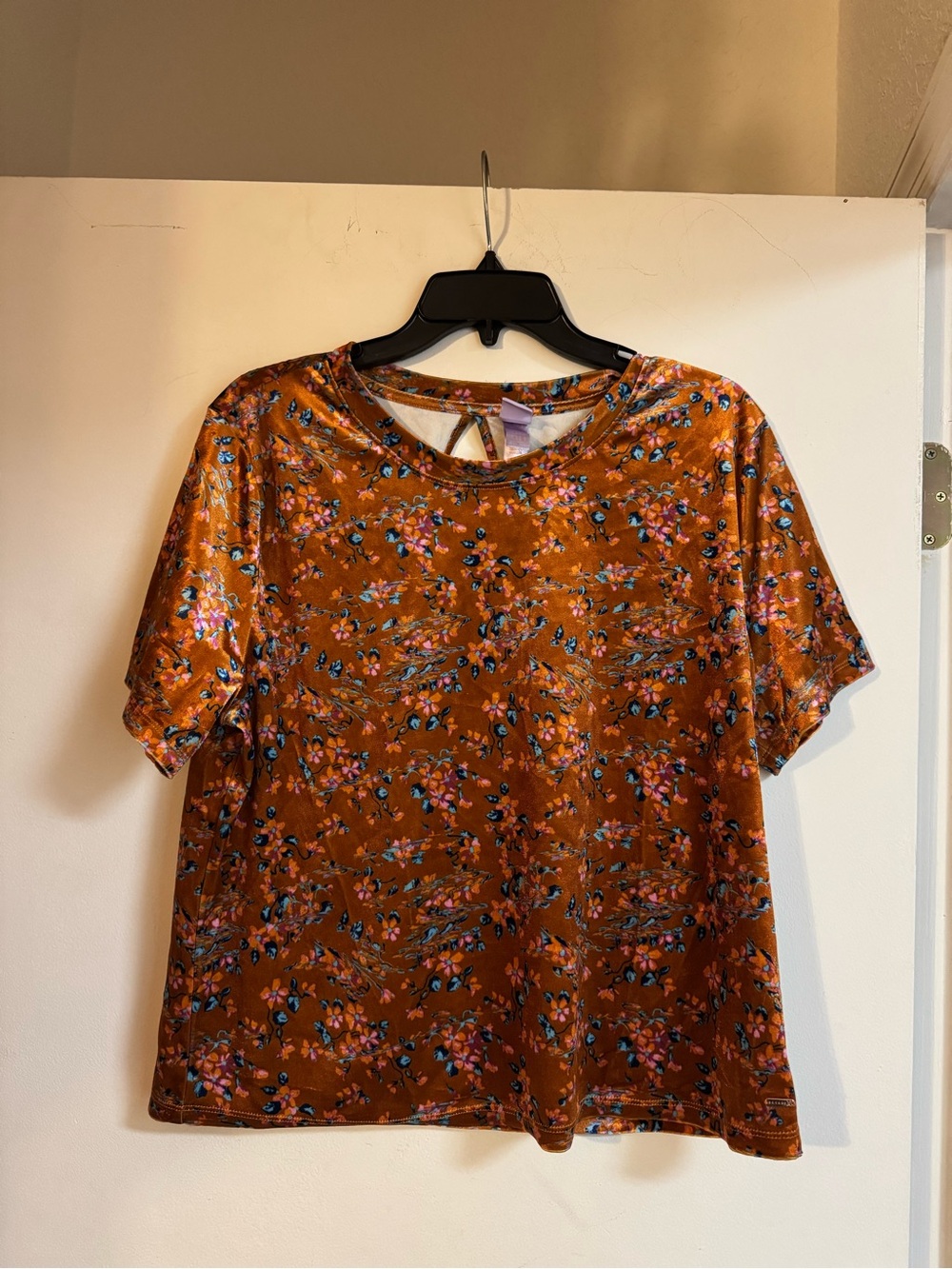 Savage X Fenty Rust Floral Velvet Set - Short Sleeve Top and Shorts